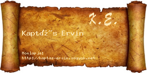 Kaptás Ervin névjegykártya