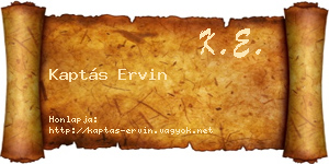 Kaptás Ervin névjegykártya